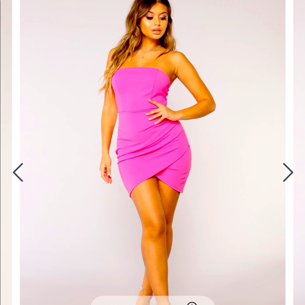 Fuchsia fashion nova strapless mini dress size L